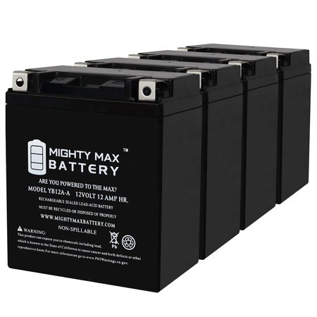 YB12A-A 12V 12AH Replacement Battery compatible with Yamaha XJ550 Maxim, R Seca 81-83 - 4PK -  MIGHTY MAX BATTERY, MAX4015415